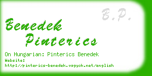 benedek pinterics business card